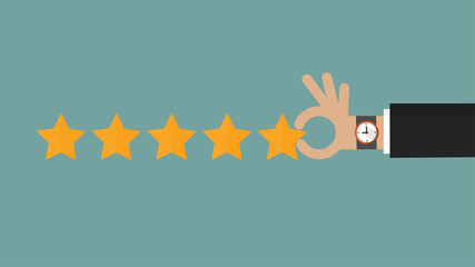 Customer review concept. Five star rating. Feedback concept. Flat style vector illustration