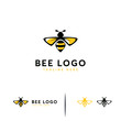 Elegant Bee logo designs concept vector, Wasp logo symbol concept