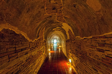 Unseen Thailand the old tunnel of Wat Umong Suan Puthatham temple in Chiang Mai, Thailand