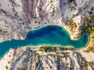 Canvas Print - DCIM\100MEDIA\DJI_0063.JPGZavratnica is a 900 m long narrow inlet located at the foot of the mighty Velebit Mountains, in the northern part of the Adriatic Sea.