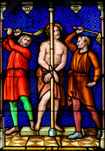 Fotomural Stained Glass - Flagellation of Jesus Christ on Good Friday