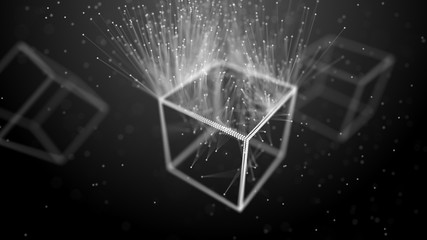 Wall Mural - block chain network concept. big data. background made of line, circles and particles. 4k rendering.