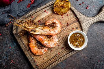 Tiger prawns on the grill