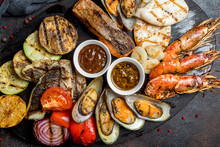 Seafood Grilled On Plate