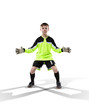 © 27mistral - kid goakeeper prepairing to catch the ball isolated