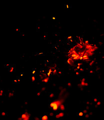 Flame of fire with sparks on a black background