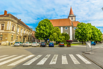 Wall Mural - Varazdin old architecture scenery. / Scenic view at old city center in Varazdin town, baroque architecture.