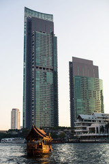 Wall Mural - Skyscrapers on the Chao Phraya River, Bangkok, Thailand.