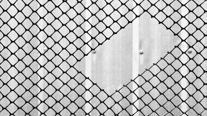 hole at plastic net - monochrome