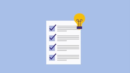 Sticker - business document report check mark bulb idea animation hd