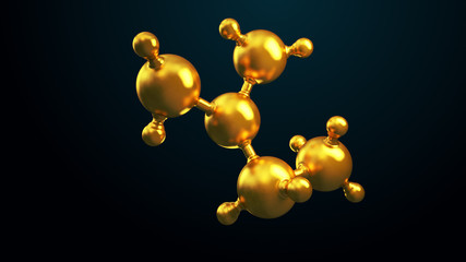 Wall Mural - 3d illustration of abstract gold molecule background