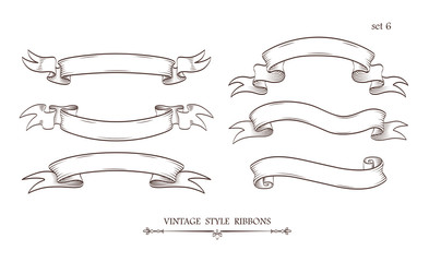 Wall Mural - set of vintage hand drawn ribbons. collection of retro labels, banners and logo elements. logotype d