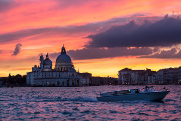 Poster - Basilica Santa Maria della salute at sunset, Venice