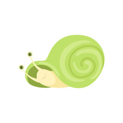 Sticker - Cute little garden snail with green shell vector Illustration on a white background