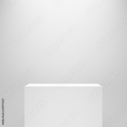 Fotomural white blank empty rectangle pedestal template in front of white wall