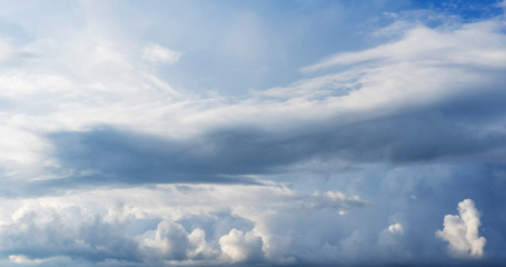 Wall Mural - Blue sky background with clouds. Close up.