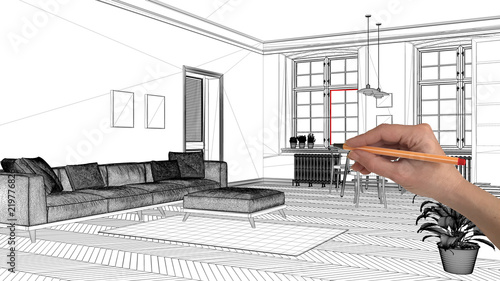 Interior Design Project Concept Hand Drawing Custom