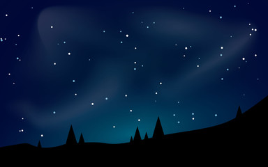 Wall Mural - beautiful stary night landscape vector illustration