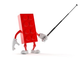 Poster - Toy block character aiming with pointer stick