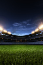 Stadium Night Without People 3d Render