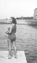 Young Woman With Swimwear In 1934. Black And White Photography