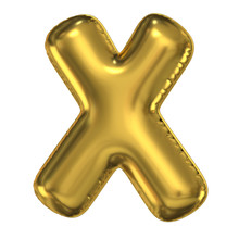 Golden Balloon Font 3d Rendering, Letter X