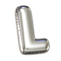 Silver balloon font 3d rendering, letter L