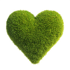 Grass heart shape, love green, heart shaped lawn 3d rendering