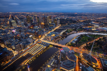 Canvas Print - Melbourne Aerial View at Night