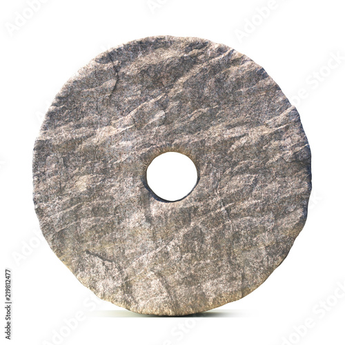 Fotografía Stone wheel isolated on white background 3d rendering