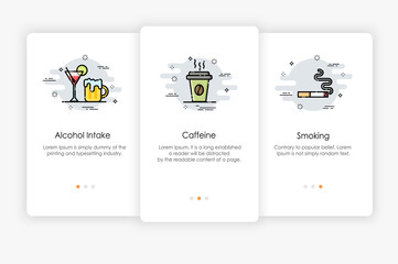 Wall Mural - Onboarding screens design in Drinking concept. Modern and simplified vector illustration, Template for mobile apps.