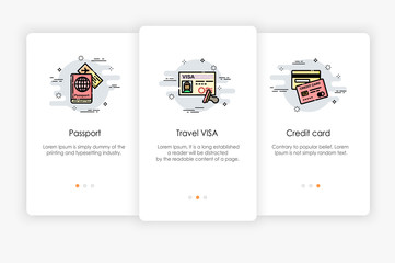 Wall Mural - Onboarding screens design in Travel concept. Modern and simplified vector illustration, Template for mobile apps.