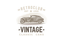 Retro Car Logo Template. Vector, Layered, Text Outlined. 