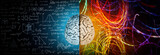 The concept of the human brain. The right creative hemisphere versus the left logical hemisphere. Education, science and medical abstract background.