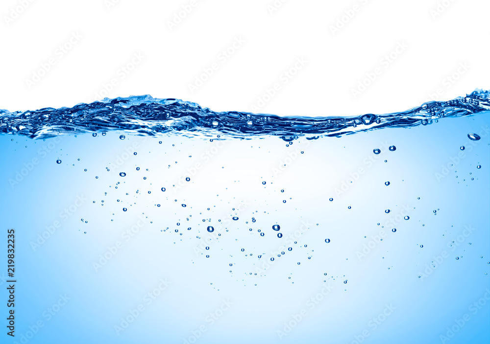 blue water wave liquid splash bubble drink - obrazy, fototapety, plakaty 