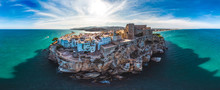 Peniscola,Valencia, Spain. Panoramic Drone Arial View Summer 2018.
