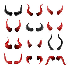 Devil Horns Set Isolated On Background Vector Illustration