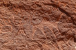 Rock carvings, Petroglyphs, Wadi Rum, Arabian Desert, Jordan