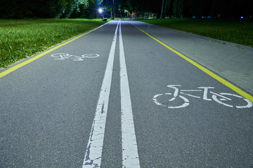 Bycicle road at night