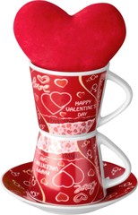 Poster - Valentine's Day Cups  with Plush Heart - Isolated