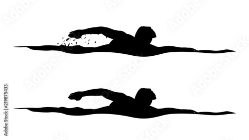 Fotomural swimmer silhouettes on white