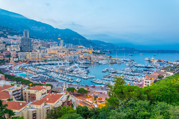 Wall Mural - Sunset view of Port Hercule in Monaco