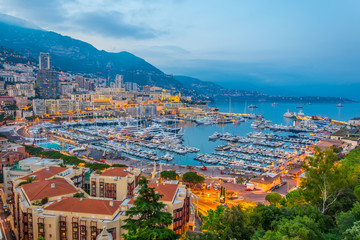 Wall Mural - Sunset view of Port Hercule in Monaco