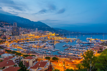 Wall Mural - Sunset view of Port Hercule in Monaco