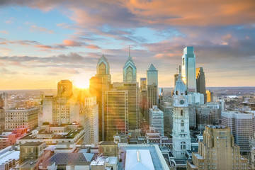 Wall Mural - Top view of downtown skyline Philadelphia USA