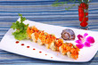 Sushi roll combo with salmon tuna, and soy bean paper