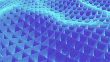 Blue rendered three dimensional square surface.
Loop ready animation of changing surface.
