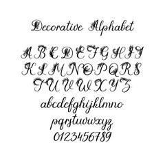 Wall Mural - vector calligraphy alphabet. exclusive floral letters. decorative handwritten brush font for: weddin