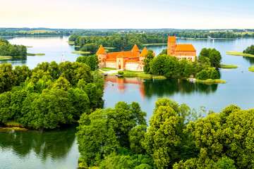 Wall Mural - Aerial view of old castle. Trakai, Lithuania