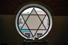 Window In Synagogue In Form Of Star Of David, Six-pointed Star With Sunlight, Jewish Symbol